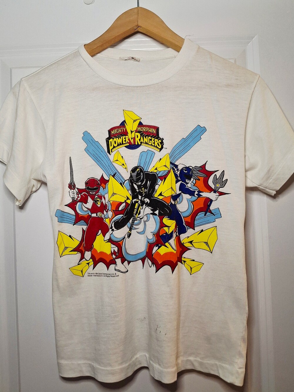 Vintage 90s Power Rangers Short Sleeve Kids Tee (L)